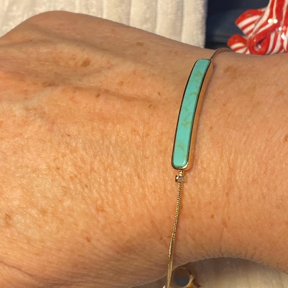 NWT ✅ KAI TURQUOISE COLORED STONE SLIDE SNAKE CHAIN BRACELET - Picture 10 of 10